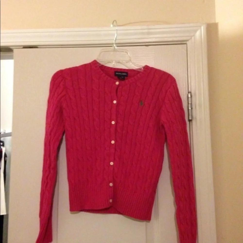 Pink knit Ralph Lauren girls cardigan sweater